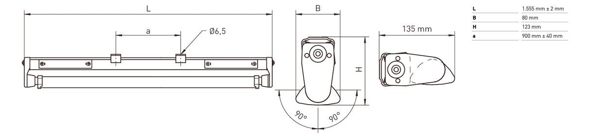 NORKA LED-Anbauleuchte 48W 4000K 5800lm MAGNON PL-1000-01 m1500, PMMA ws Konv