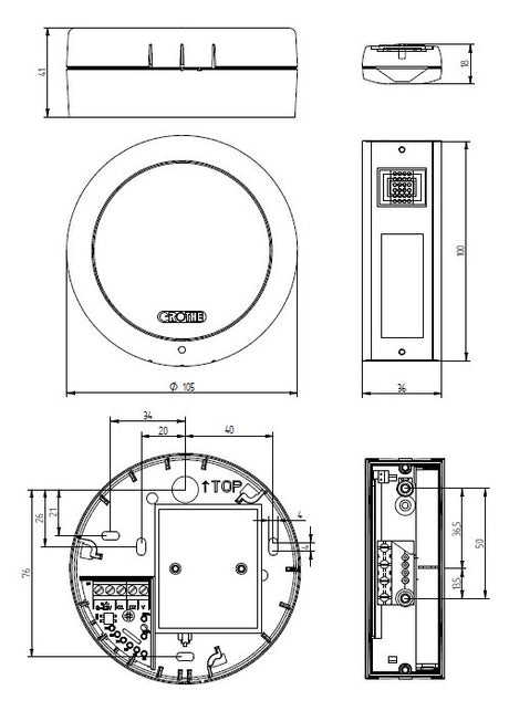 GROTHE Funk-Gong 8-4,5V/DC 85dB Kst IP20 CALIMA 100 ws 0,0002A eingeb.Batt