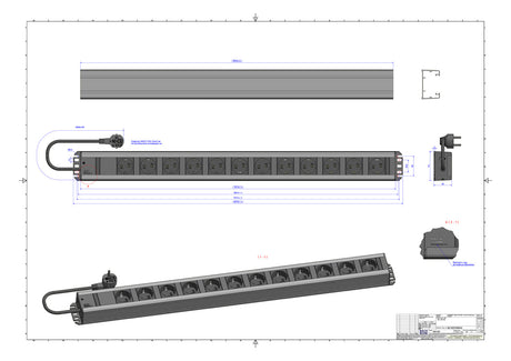 BACHMANN Steckdosenleiste 12f gr 2m 90° 300.002 IP20 1,5qmm