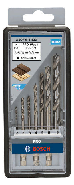BOSCH-EW Bohrerset 7tlg Bohrer Box 2607019923 7xHolzbohr