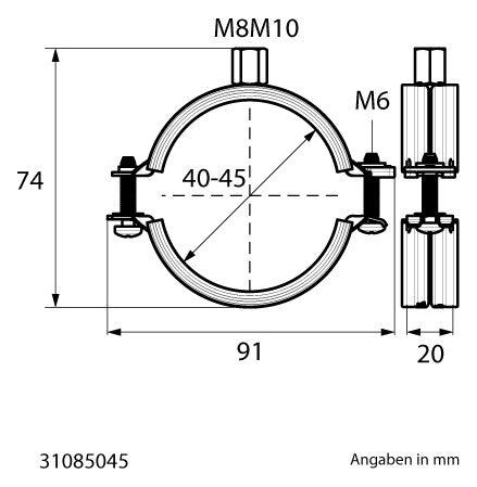 Walraven Rohrschelle Bifix G2 BUP EPDM 40-45 mm M8/M10 Zweischraubenschelle | 31085045