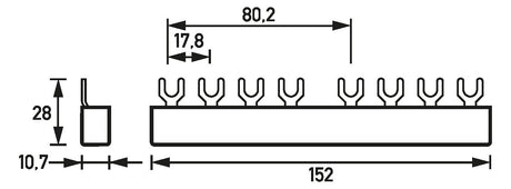DOEPKE Phasenschiene 3+N 17,8mm 152mm BG4.2.10 10qmm 63A Gabel isol