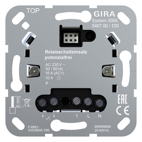 GIRA Relais-Einsatz 16A uni 0-3600W System 3000 540700 f.Taste