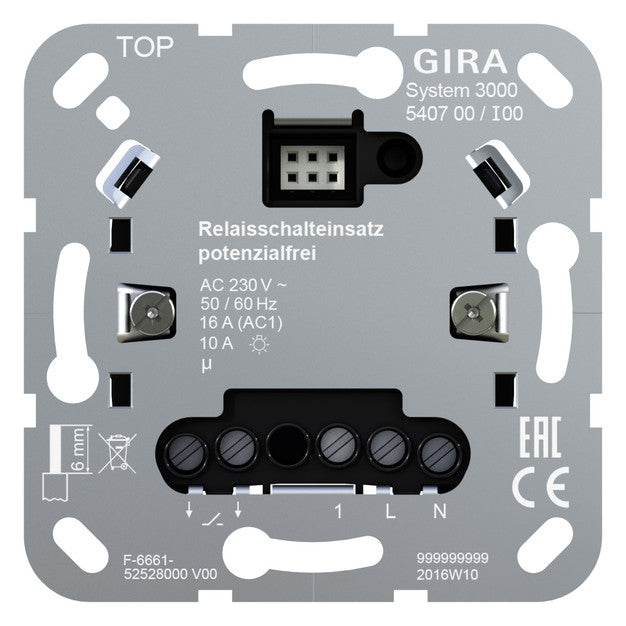 GIRA Relais-Einsatz 16A uni 0-3600W System 3000 540700 f.Taste