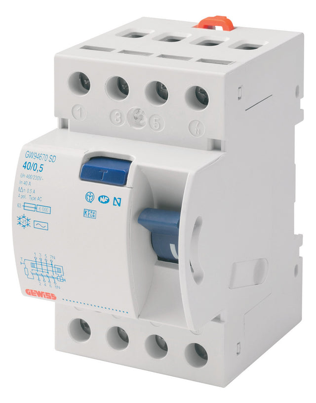GEWISS FI-Schutzschalter A 4p 400V 25A Energy GW94867 0,03A 3TE REG 10kA