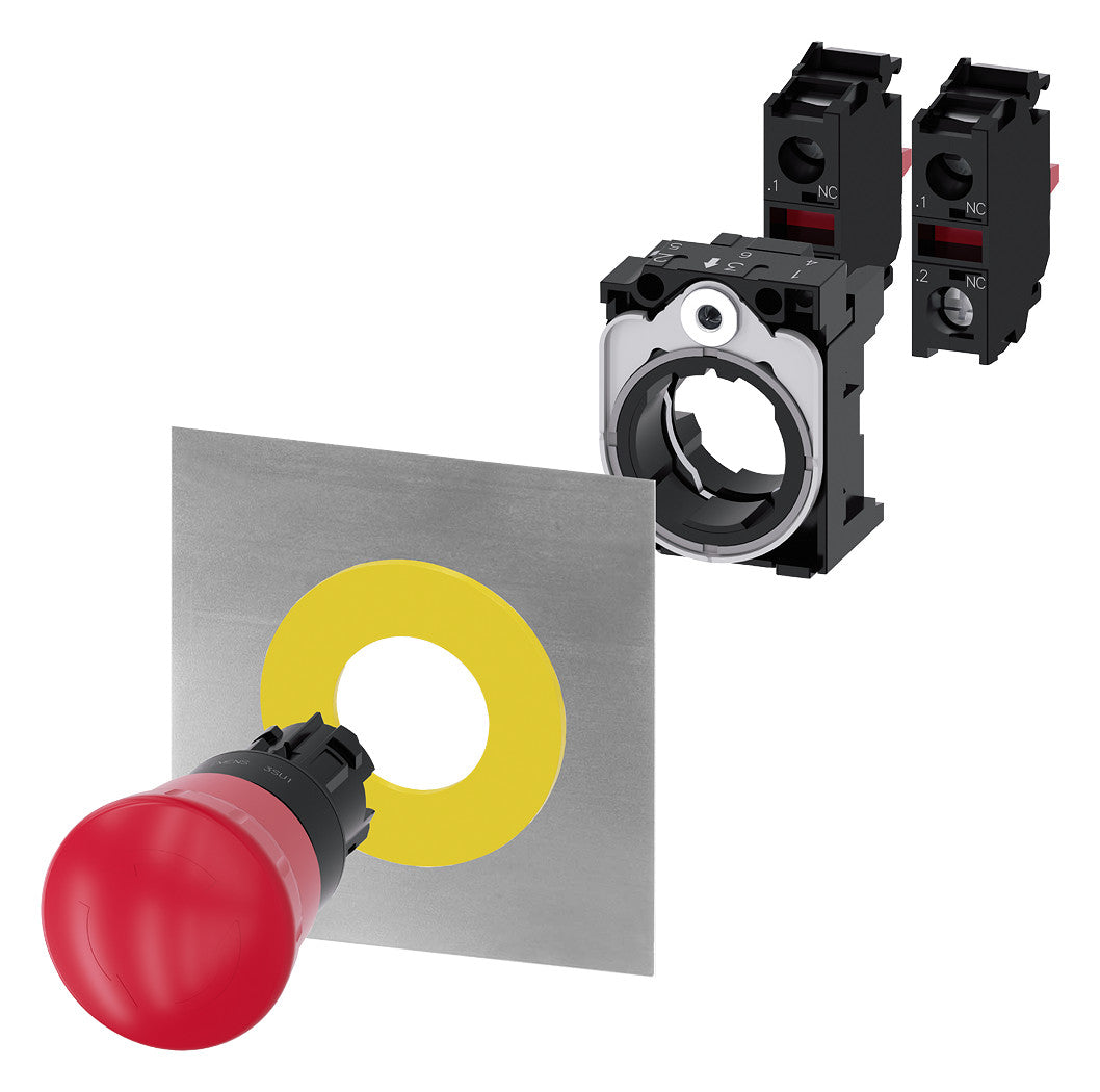 SIEMENS Not-Aus Taster EB IP00 ZugEntr 3SU1000-1HA20-0AA0 1Ö  22mm Schraub