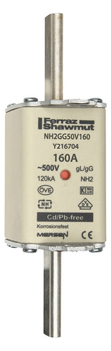 MERSEN NH-Sicherungseinsatz 160A NH2 gG NH2GG50V160 500VAC Kombik