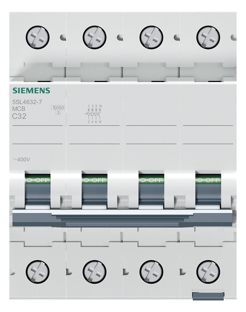 SIEMENS Leitungsschutzschalter UC C 32A 5SL4632-7 3+N 400V 4TE 50Hz IP20