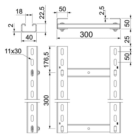 BETTERMANN Kabelleiter 50x300x3000mm SLM50C40F 30 FT Profil ungelocht