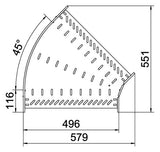 BETTERMANN Bogen_starr 45° ST horiz RB 45 650 FS 60x500mm int.Verb