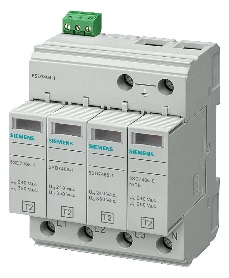SIEMENS Überspannungsableiter 415VAC 4TE 5SD7464-1 Netzform-TN-S 1,4kV m.FMkont