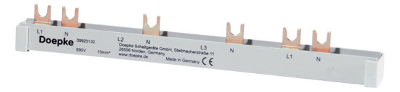DOEPKE Phasenschiene 3+N 17,5mm 212mm B G12TE-3/N/S-10 10qmm 100A Gabel isol