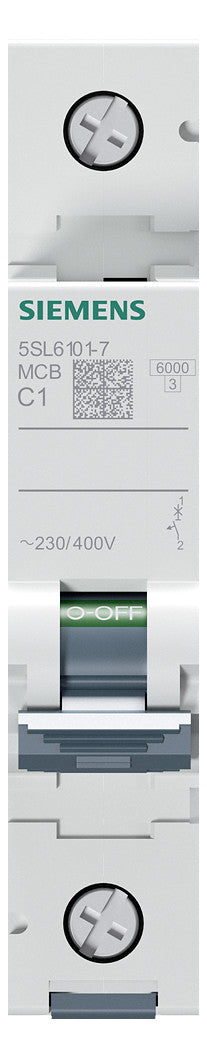 SIEMENS Leitungsschutzschalter UC C 1A 5SL6101-7 1p 400V 1TE 50Hz IP20