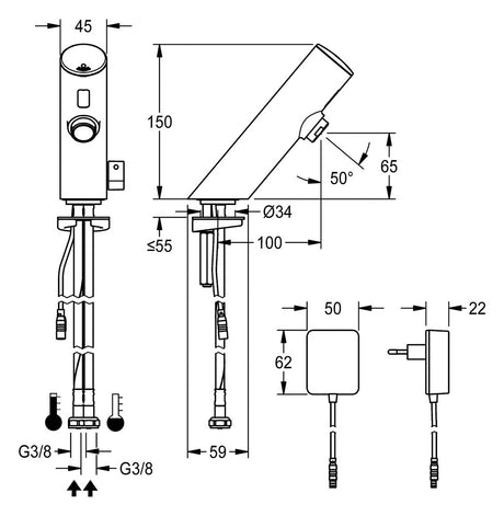 Franke Elek.Standarm., F3, m.Mischhebel 6l, Steckernetzteil | 2030033389