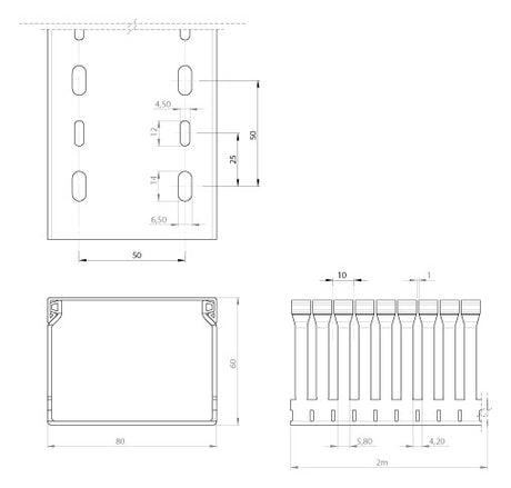 UNEX Verdrahtungskanal 60x80 grau,RAL7035,PVC-M1 60.80.77