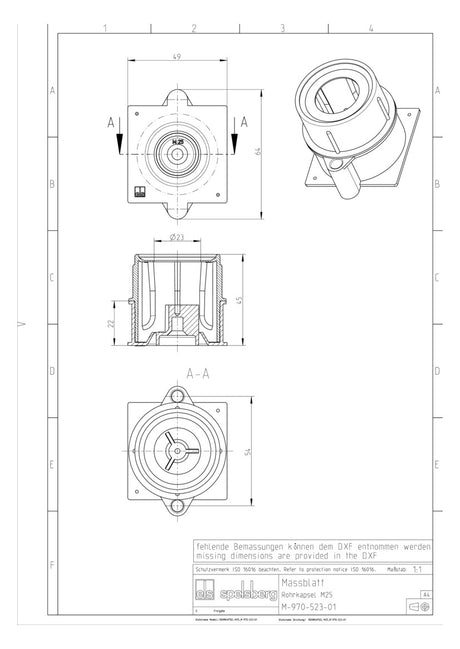 SPELSBERG Durchführungstülle Kst  23mm ROP 25 geschl