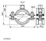 Walraven Schwerlastschelle HD1501 BUP 315-325mm EPDM 1/2 Zoll Zweischr.schelle | 33178325