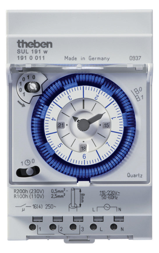 THEBEN Schaltuhr mech 110-230VAC REG 3TE SUL 191 w 1kan Wechs 200h Potfrei.Kont