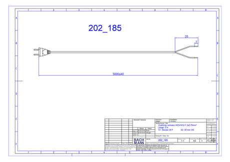 BACHMANN Netzanschlussleitung 3m 2,5A sw 202.185 2x0,75qmm IP20 Euro-Steck PVC