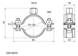 Walraven Schwerlastschelle HD500 BUP 25 - 30 mm M10 Zweischraubenschelle | 33018030