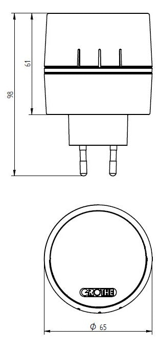 GROTHE Funk-Gong 230V/AC 85dB elektr Kst CALIMA 400E IP20 ws 0,02A eingeb.Batt