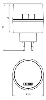 GROTHE Funk-Gong 230V/AC 85dB elektr Kst CALIMA 400E IP20 ws 0,02A eingeb.Batt
