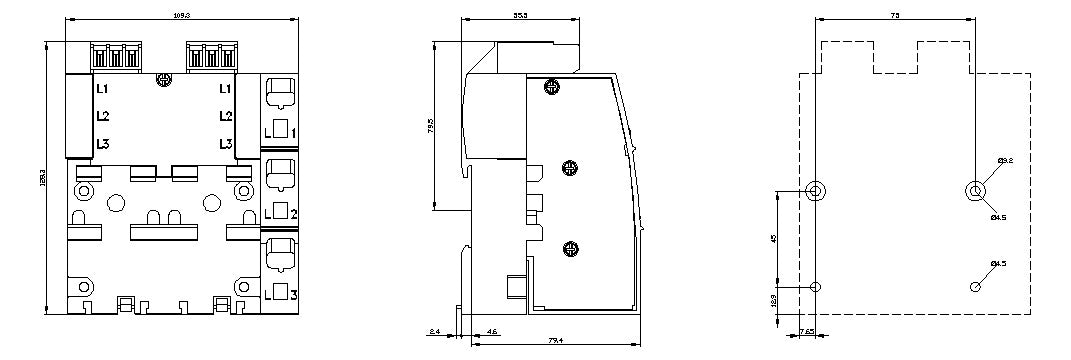 SIEMENS Sockel Leistungsschalter 63A 3p 3RV2917-1E Federzug