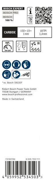 BOSCH-EW Säbelsägeblatt 150mm Stahl RBE- 1ER S 922 EHM