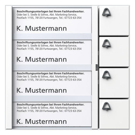 SIEDLE Tastenmodul 1+n 4RT ws 99x99x27mm TM 612-4 W