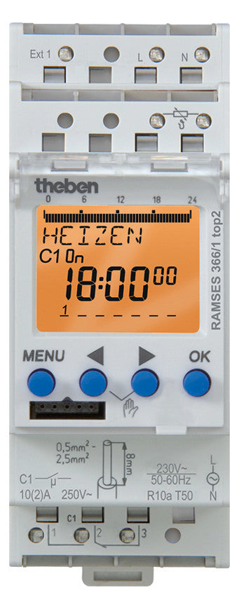 THEBEN Raumthermostat 230V 10A Wechsler RAMSES 366/1 top2 IP20 m.Display