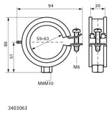 Walraven Rohrschelle BISMAT 2000 EPDM 59-63 mm ev M8/M10 Einschraubenschelle | 3403063