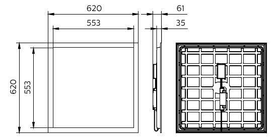PHILIPS-LICHT LED-Panel 625x625mm 26W ws CoreLine RC133V G6 36S/840 PSD W62L62 OC
