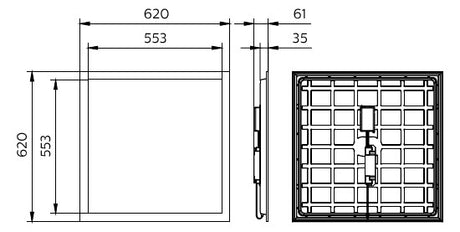 PHILIPS-LICHT LED-Panel 625x625mm 26W ws CoreLine RC133V G6 36S/840 PSD W62L62 OC