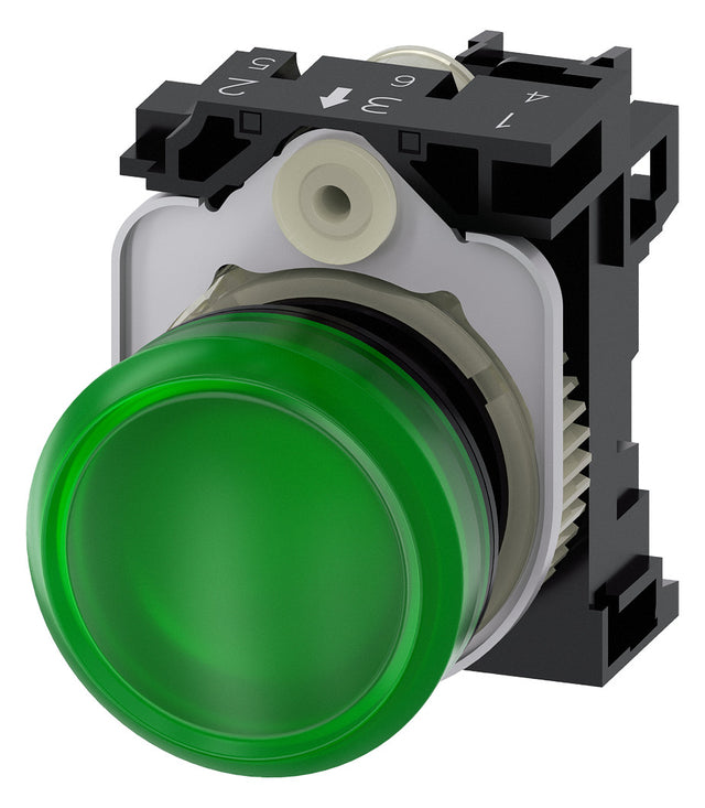 SIEMENS Leuchtmelder komplett 1f gn LED 3SU1102-6AA40-1AA0 UC rnd hoch  22mm