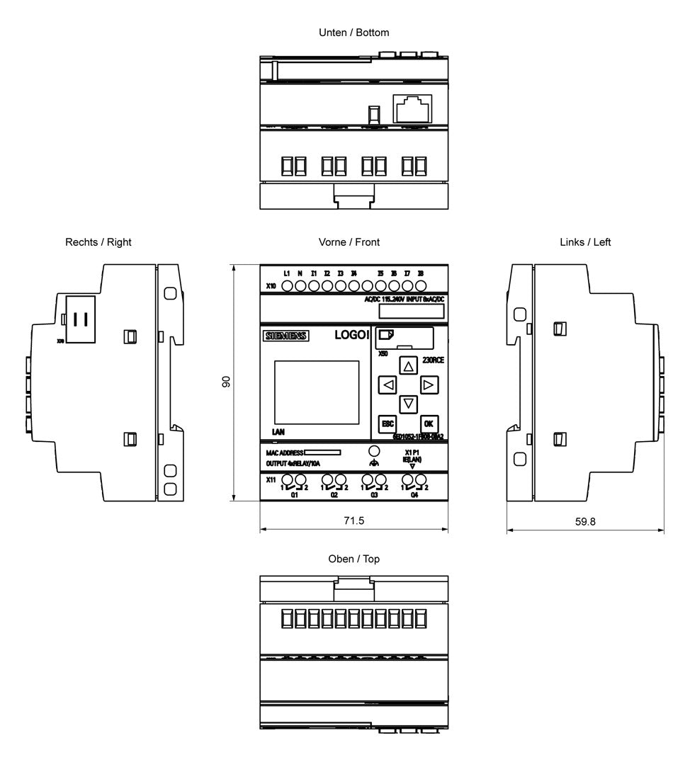 SIEMENS SPS-Steuerung modular 115-240VUC LOGO! 6ED1052-1FB08-0BA2 4RelAusg