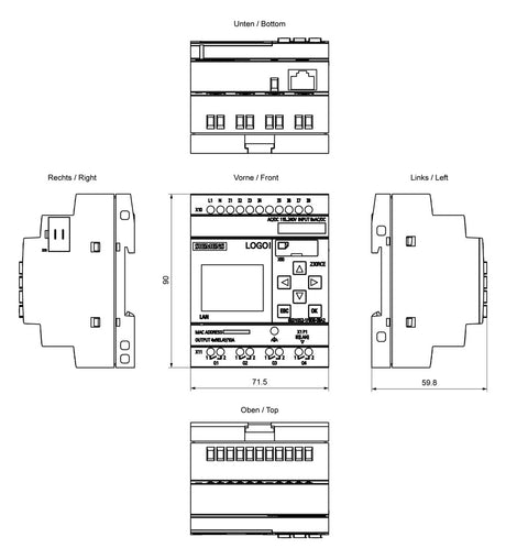 SIEMENS SPS-Steuerung modular 115-240VUC LOGO! 6ED1052-1FB08-0BA2 4RelAusg