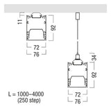 ZUMTOBEL Kabelkanal ws Alu L2000mm B76mm SLN2-C MSC L2000 WH H92mm