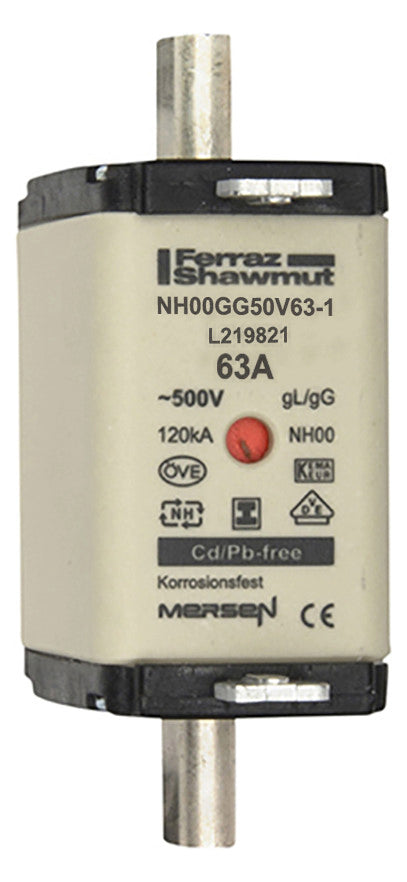 MERSEN NH-Sicherungseinsatz 63A NH00 gG NH00GG50V63-1 500VAC Kombik