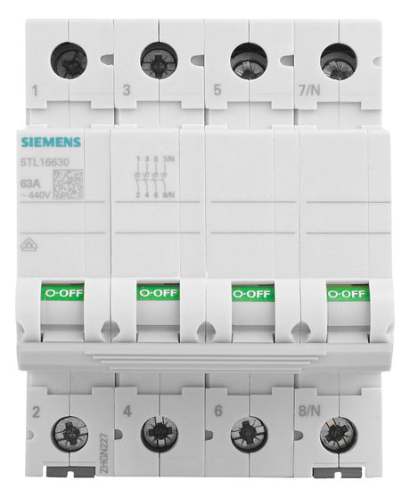 SIEMENS Ausschalter REG 3S 63A 440V 4TE 5TL1663-0