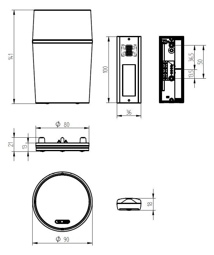 GROTHE Funk-Gong 230-5V/DC 86dB elektr CALIMA 800 Kst IP20 ws 0,001A