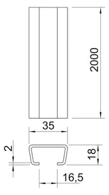 BETTERMANN C-Profilschiene ST 16,5mm AMS3518UP2000FT 2000x35x18mm D2mm