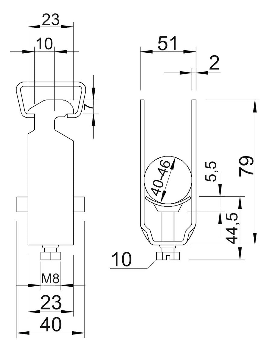 BETTERMANN Bügelschelle 40-46mm 1f ST 2056 46 FT Profilschiene W=Kst hfr