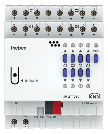 THEBEN Jalousieaktor KNX REG 4f 1Eing 6A JM 4 T 24V KNX Handbedien Schalten