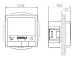 EBERLE Raumthermostat 230V 10A Schließer UTE 4100-R-RAL9010-G-55 IP30 m.Display