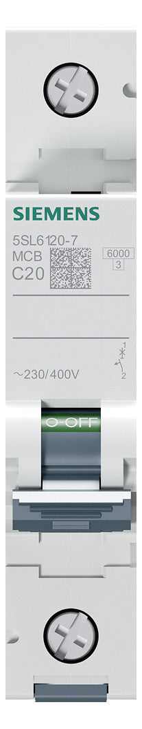 SIEMENS Leitungsschutzschalter UC C 20A 5SL6120-7 1p 400V 1TE 50Hz IP20