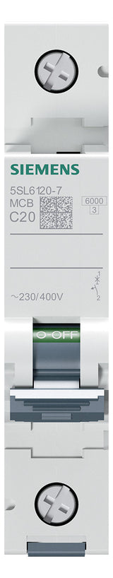 SIEMENS Leitungsschutzschalter UC C 20A 5SL6120-7 1p 400V 1TE 50Hz IP20