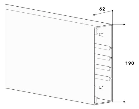 GGK Leitungsführungskanal Kst aws unbeh FB 60x200 62x190x2000mm RAL9010