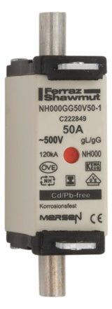 MERSEN NH-Sicherungseinsatz 50A NH000 gG NH000GG50V50-1 500VAC Kombik