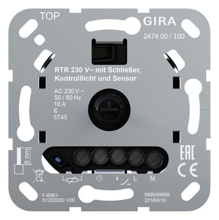 GIRA Raumthermostat 230V 10A Schließer 247400 IP20 Sensor extern