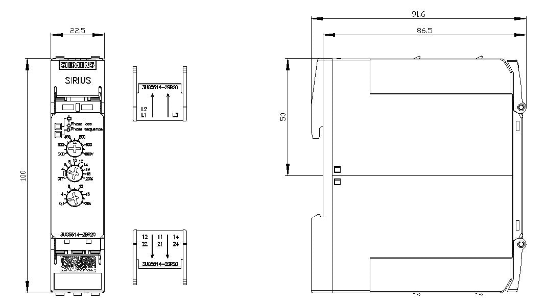 SIEMENS Phasenwächter 90-690V UC 90-690V 3UG5514-2BR20 min.Rück=0,1s